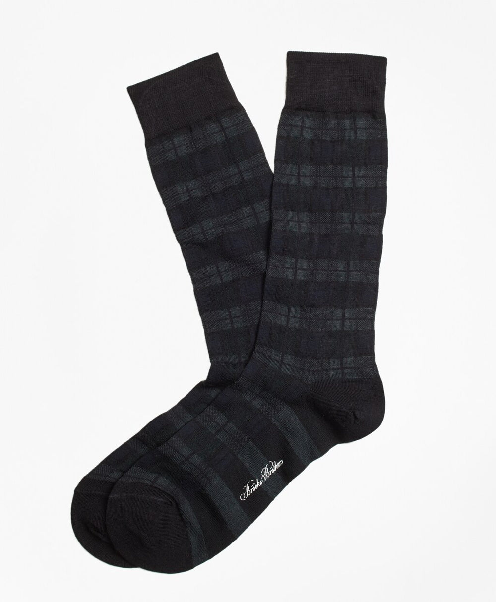 Brooks Brothers Men Black Watch Crew Socks