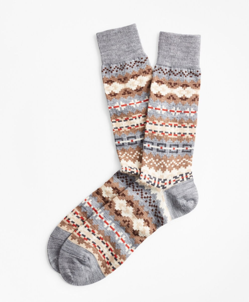 Brooks Brothers Men Fair Isle Crew Socks