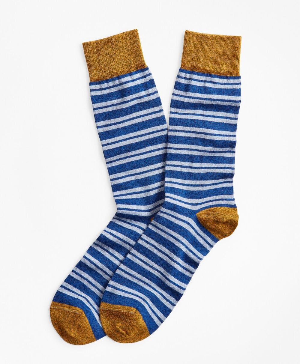 Brooks Brothers Men Heathered Double-Stripe Crew Socks
