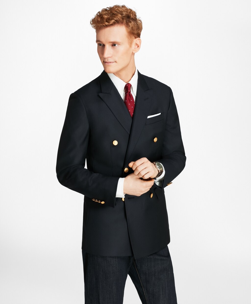 Brooks Brothers Men Country Club Milano Fit Saxxon™ Wool Double-Breasted Blazer