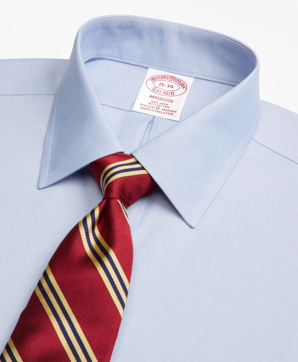 Brooks Brothers Men Stretch Madison Classic-Fit Dress Shirt, Non-Iron Pinpoint Spread Collar
