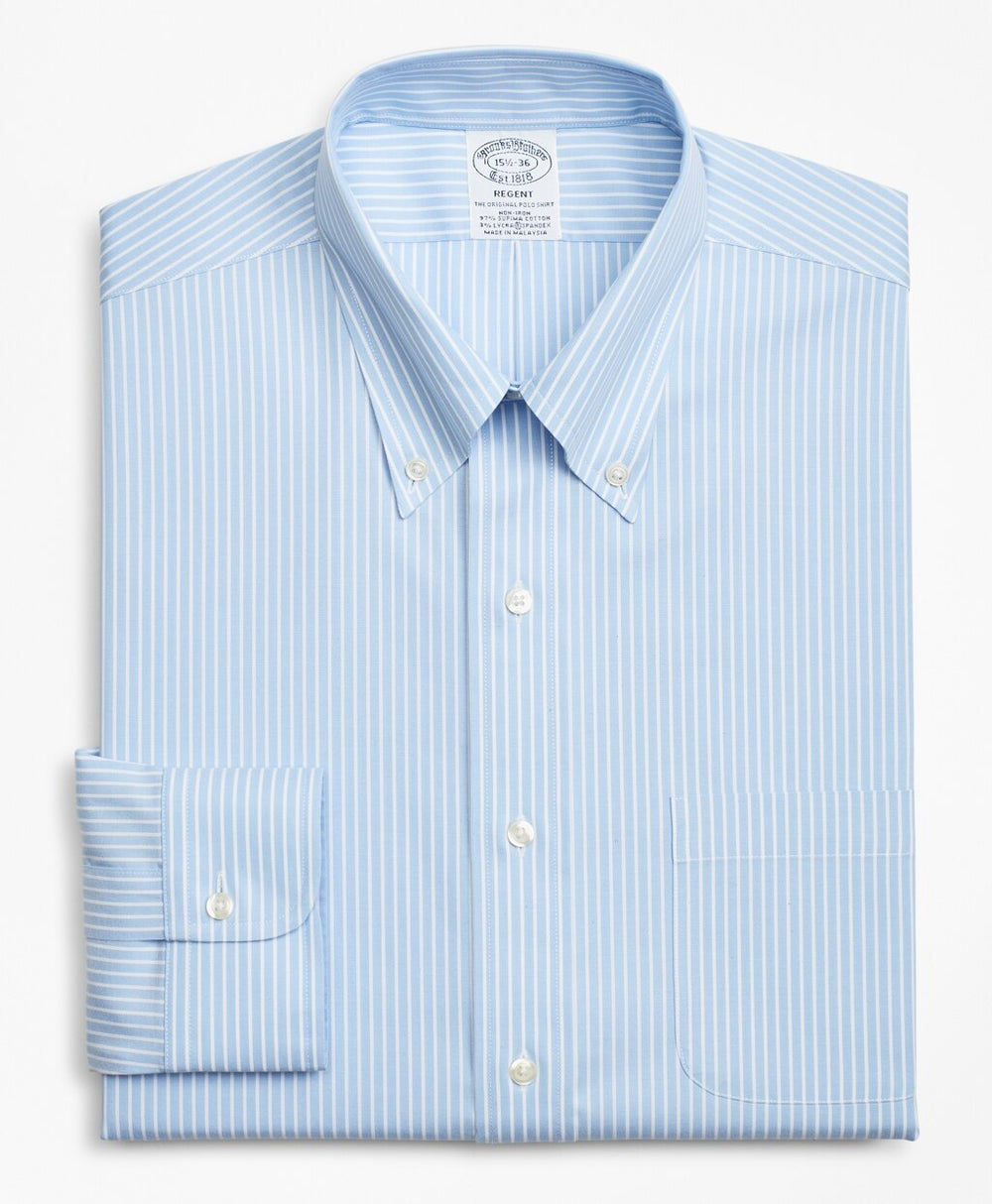 Brooks Brothers Men Stretch Regent Fitted Dress Shirt, Non-Iron Stripe