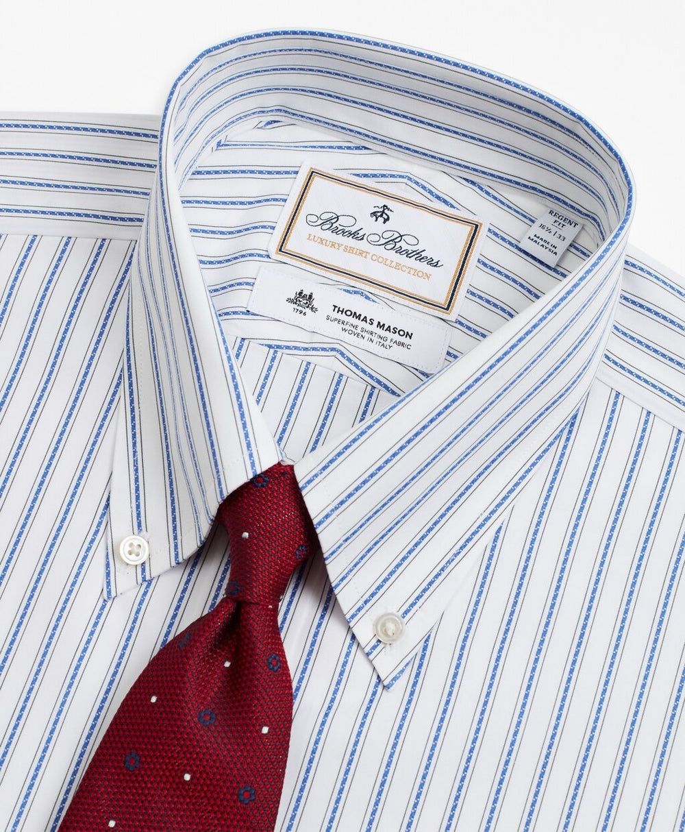 Brooks Brothers Men Luxury Collection Regent Fitted Dress Shirt, Button-Down Collar Stripe