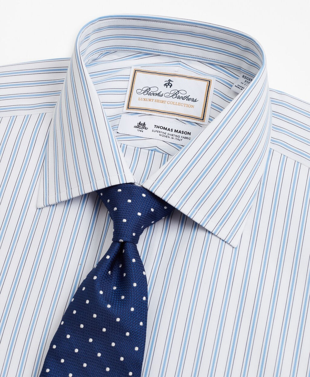 Brooks Brothers Men Luxury Collection Regent Fitted Dress Shirt, Franklin Spread Collar Outline Stripe