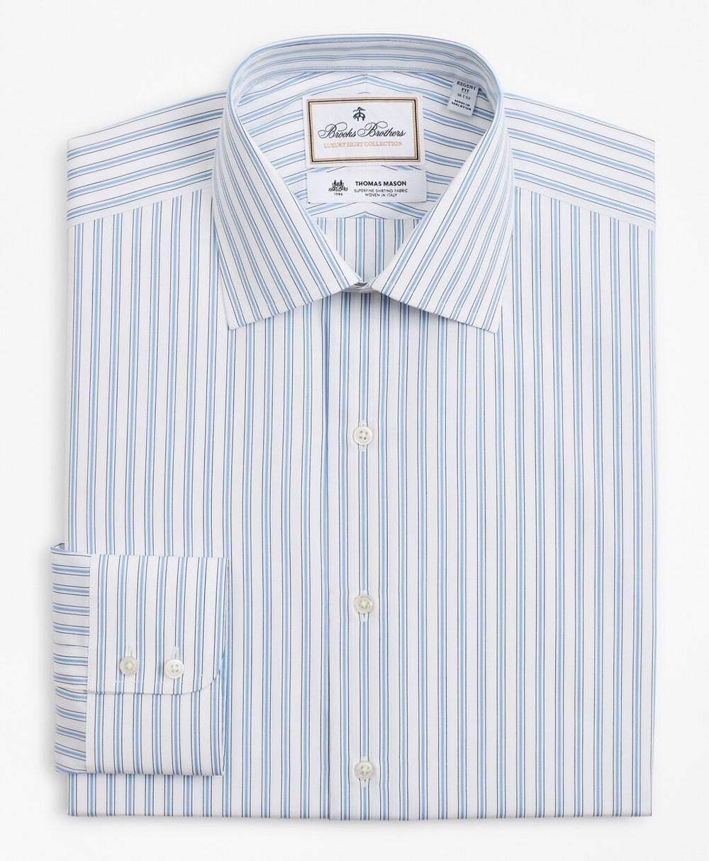 Brooks Brothers Men Luxury Collection Regent Fitted Dress Shirt, Franklin Spread Collar Outline Stripe
