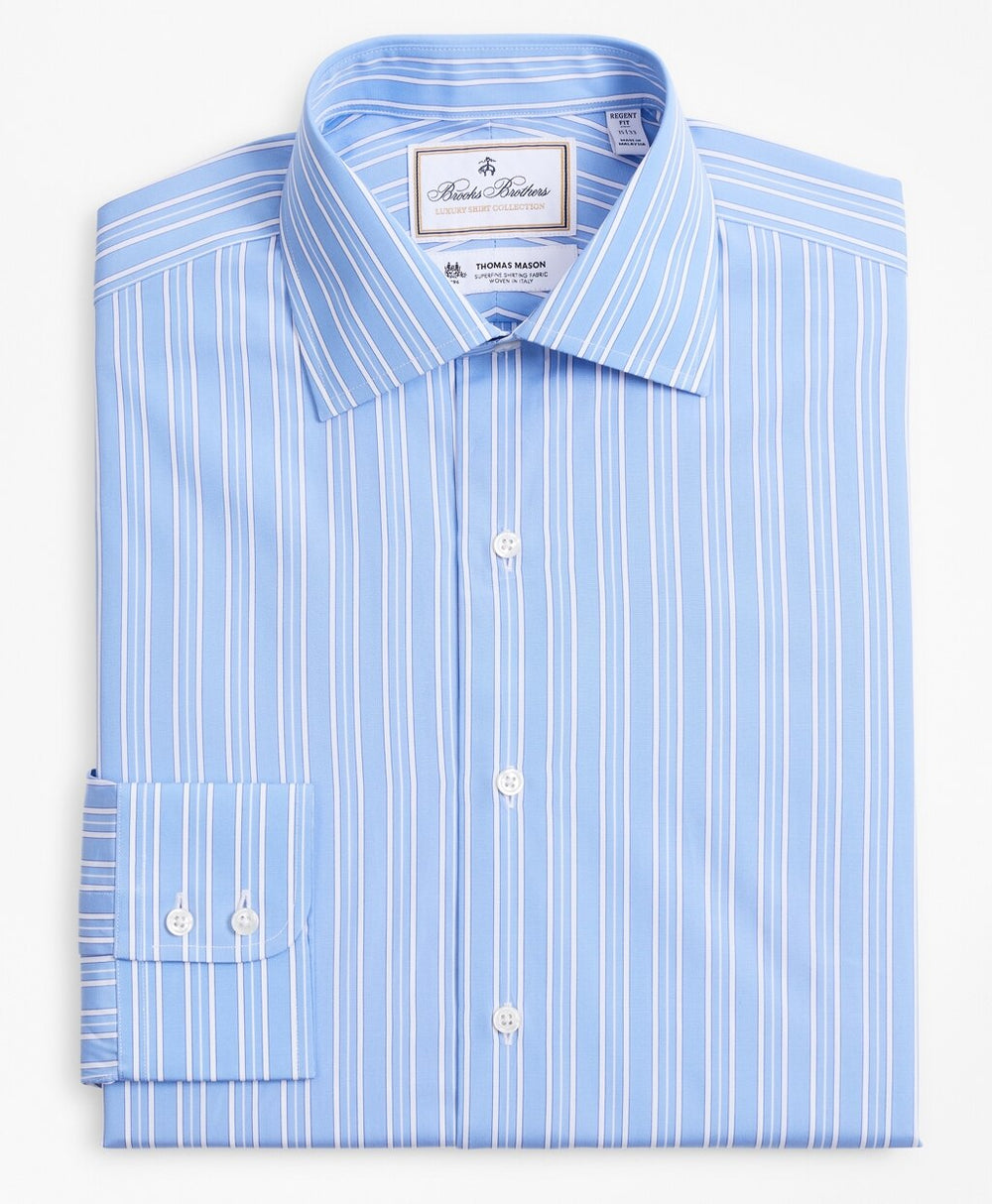 Brooks Brothers Men Luxury Collection Regent Fitted Dress Shirt, Franklin Spread Collar Ribbon Stripe