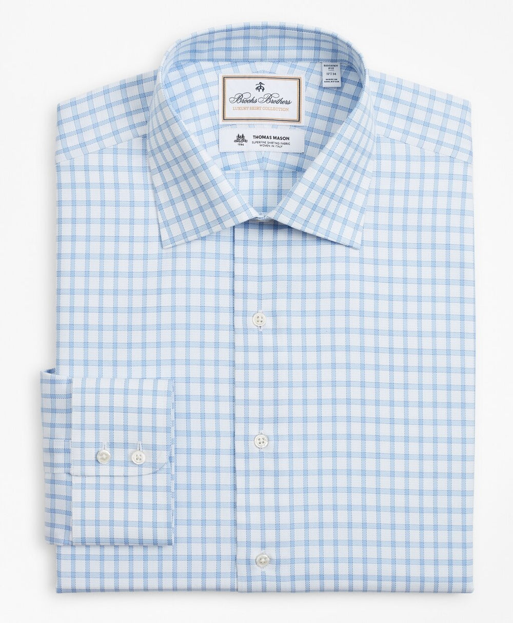 Brooks Brothers Men Luxury Collection Regent Fitted Dress Shirt, Franklin Spread Collar Check