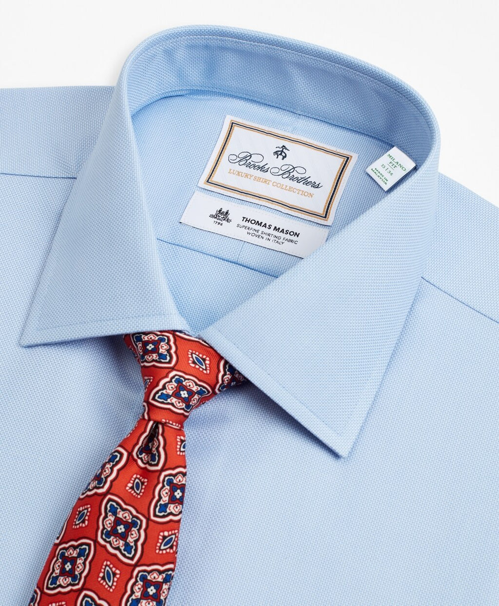 Brooks Brothers Men Luxury Collection Milano Slim-Fit Dress Shirt, Franklin Spread Collar Dobby