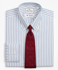 Brooks Brothers Men Luxury Collection Milano Slim-Fit Dress Shirt, Button-Down Collar Stripe