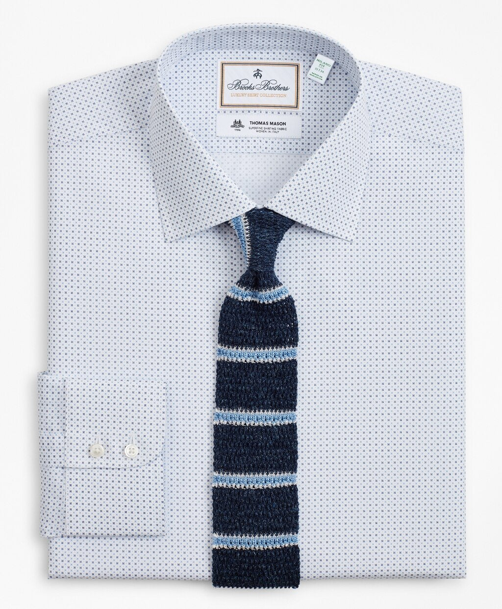 Brooks Brothers Men Luxury Collection Milano Slim-Fit Dress Shirt, Franklin Spread Collar Geo Print