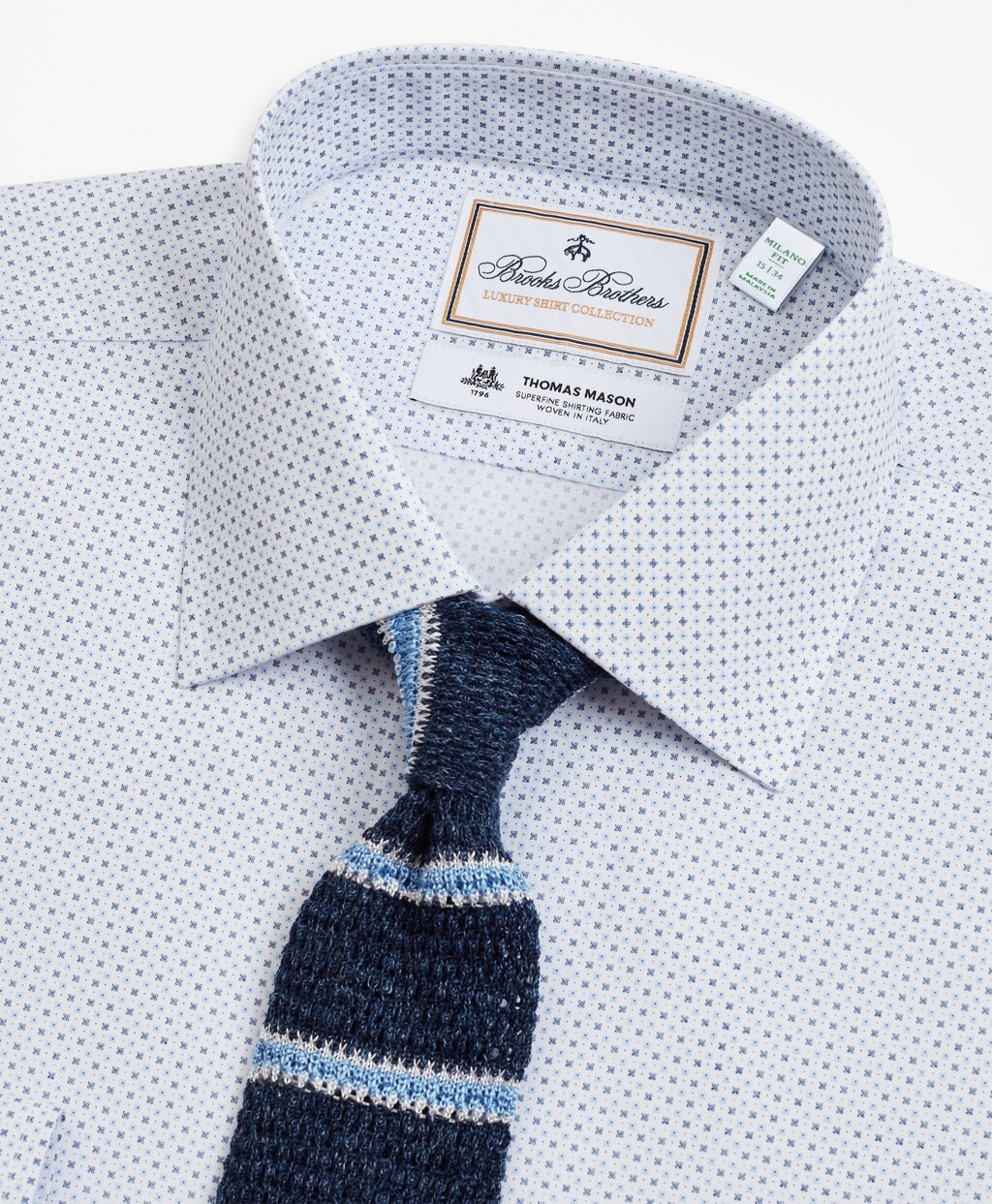 Brooks Brothers Men Luxury Collection Milano Slim-Fit Dress Shirt, Franklin Spread Collar Geo Print