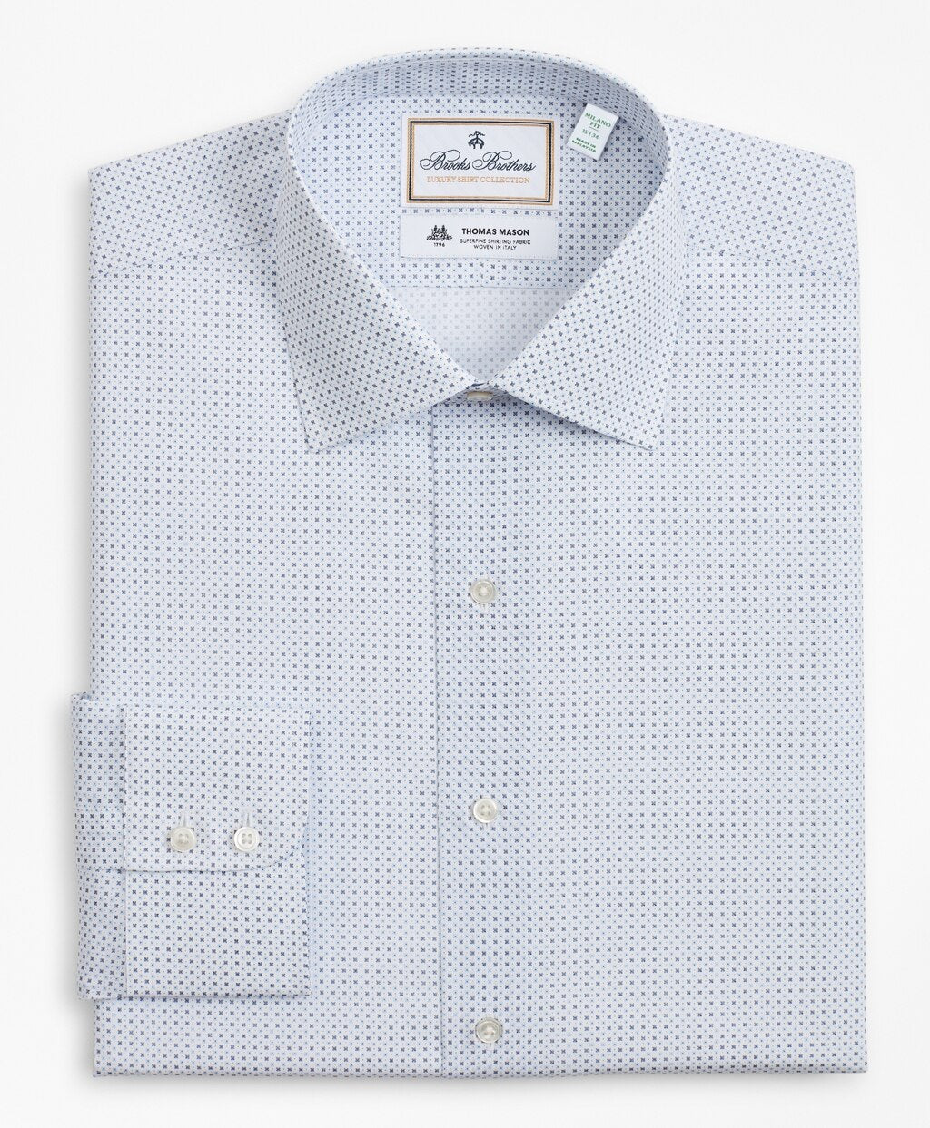 Brooks Brothers Men Luxury Collection Milano Slim-Fit Dress Shirt, Franklin Spread Collar Geo Print