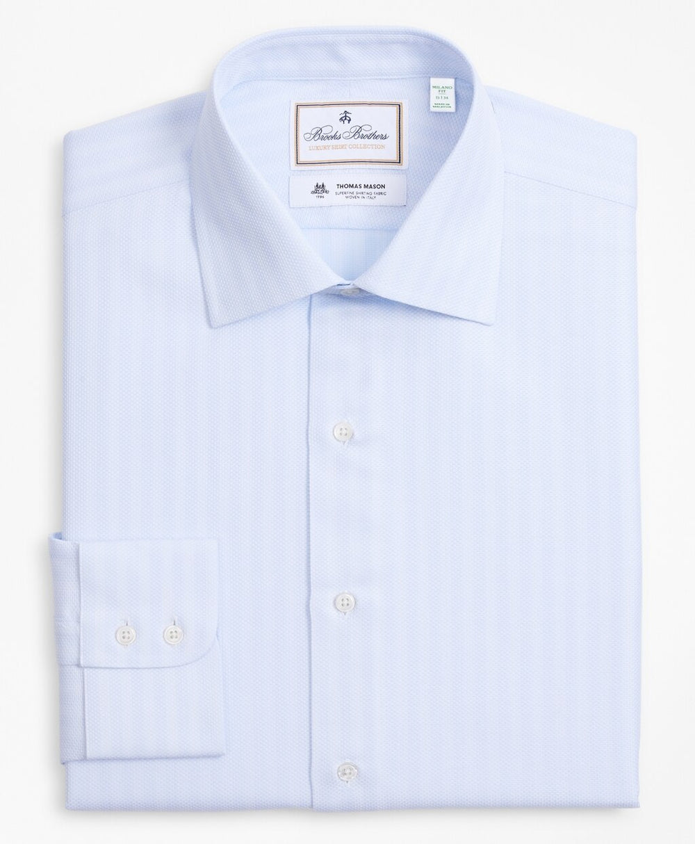 Brooks Brothers Men Luxury Collection Milano Slim-Fit Dress Shirt, Franklin Spread Collar Stripe