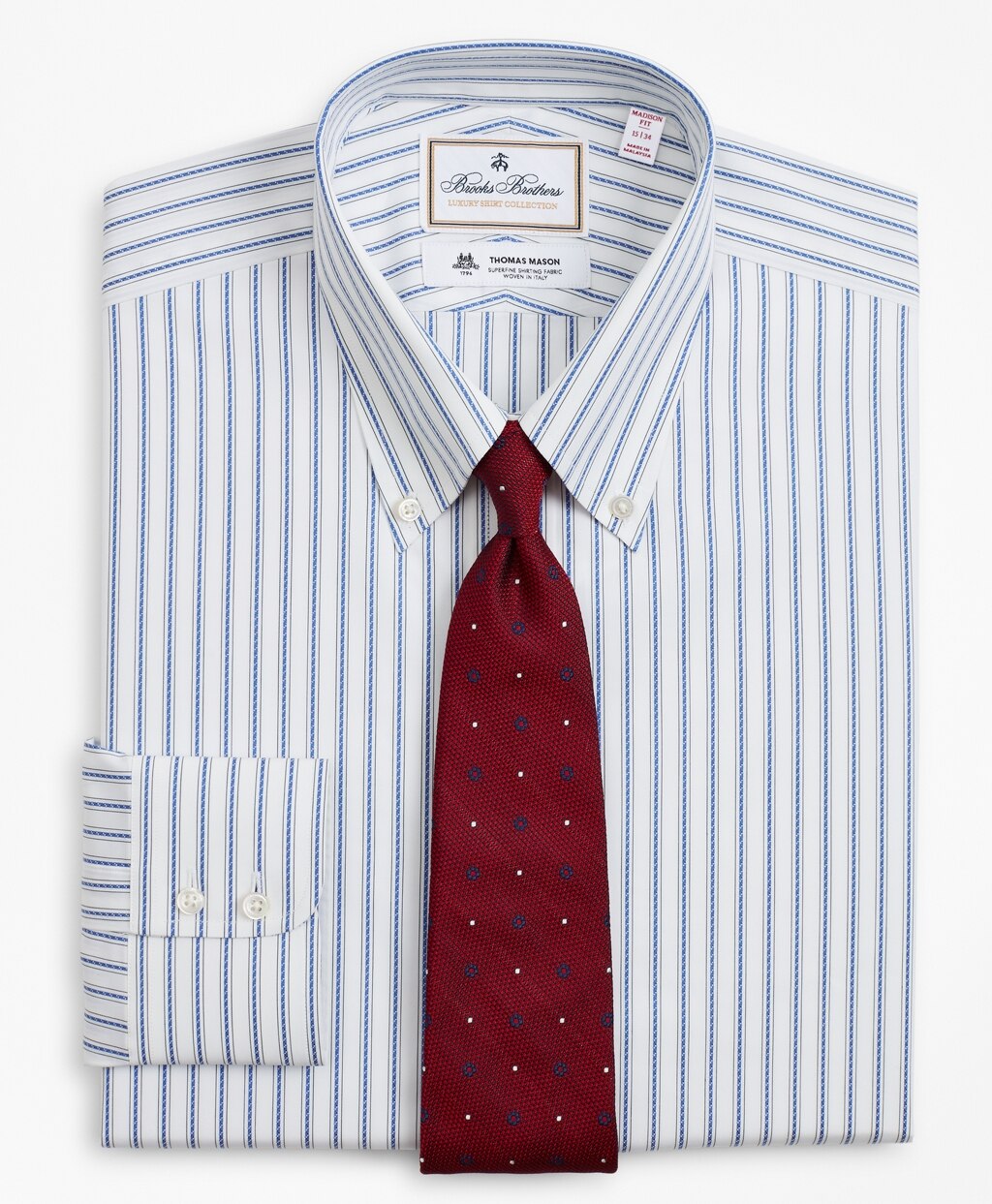 Brooks Brothers Men Luxury Collection Madison Classic-Fit Dress Shirt, Button-Down Collar Stripe