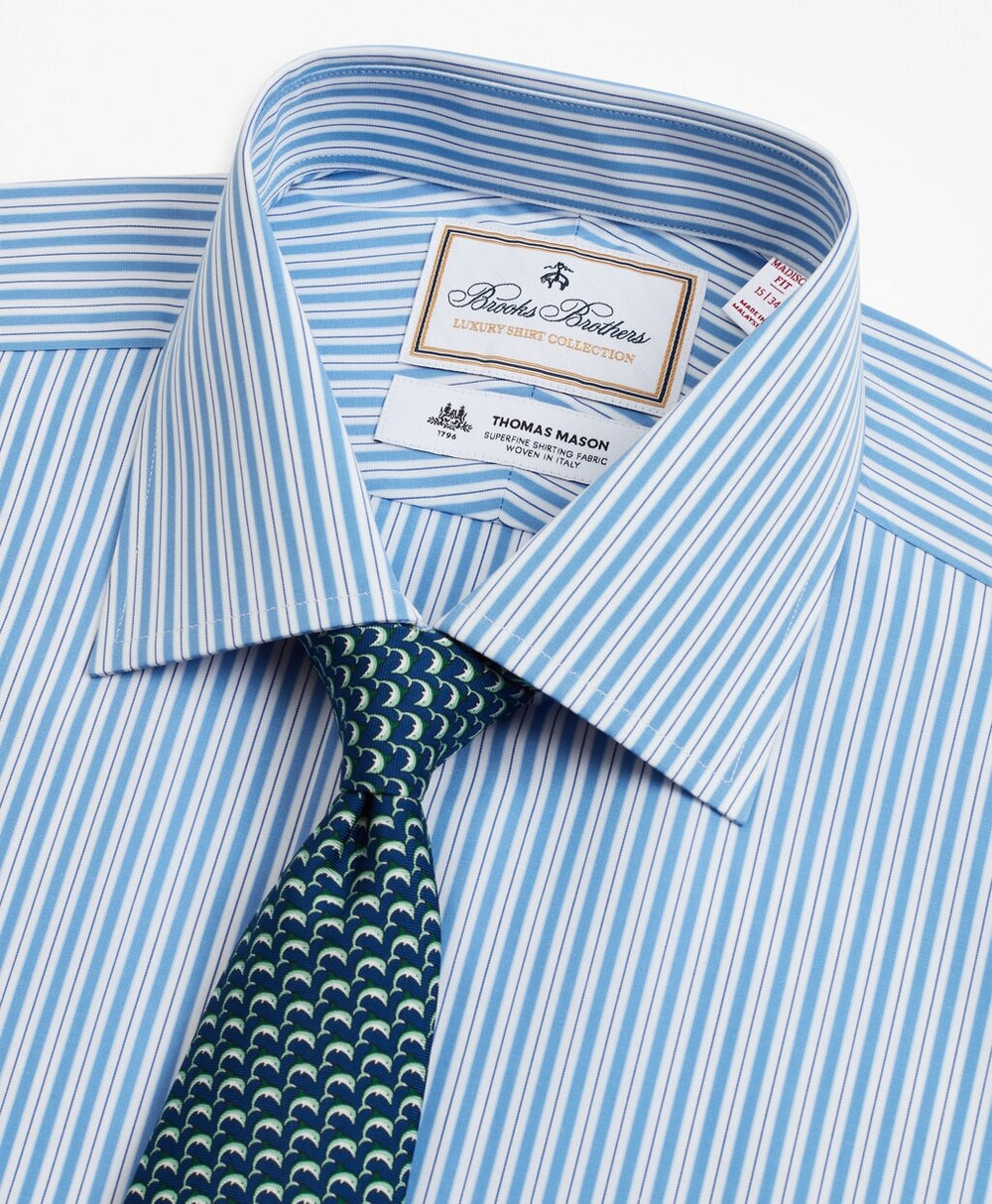 Brooks Brothers Men Luxury Collection Madison Classic-Fit Dress Shirt, Franklin Spread Collar Pinstripe