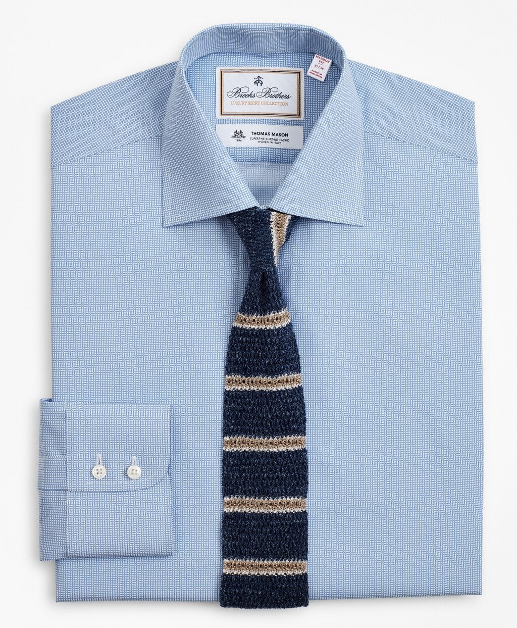 Brooks Brothers Men Luxury Collection Madison Classic-Fit Dress Shirt, Franklin Spread Collar Dot