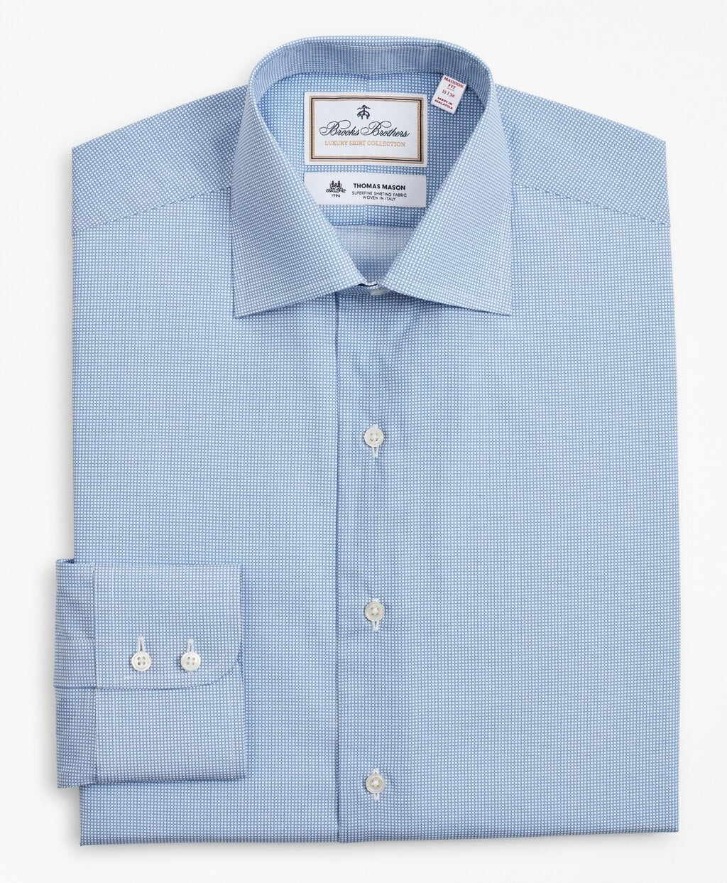 Brooks Brothers Men Luxury Collection Madison Classic-Fit Dress Shirt, Franklin Spread Collar Dot