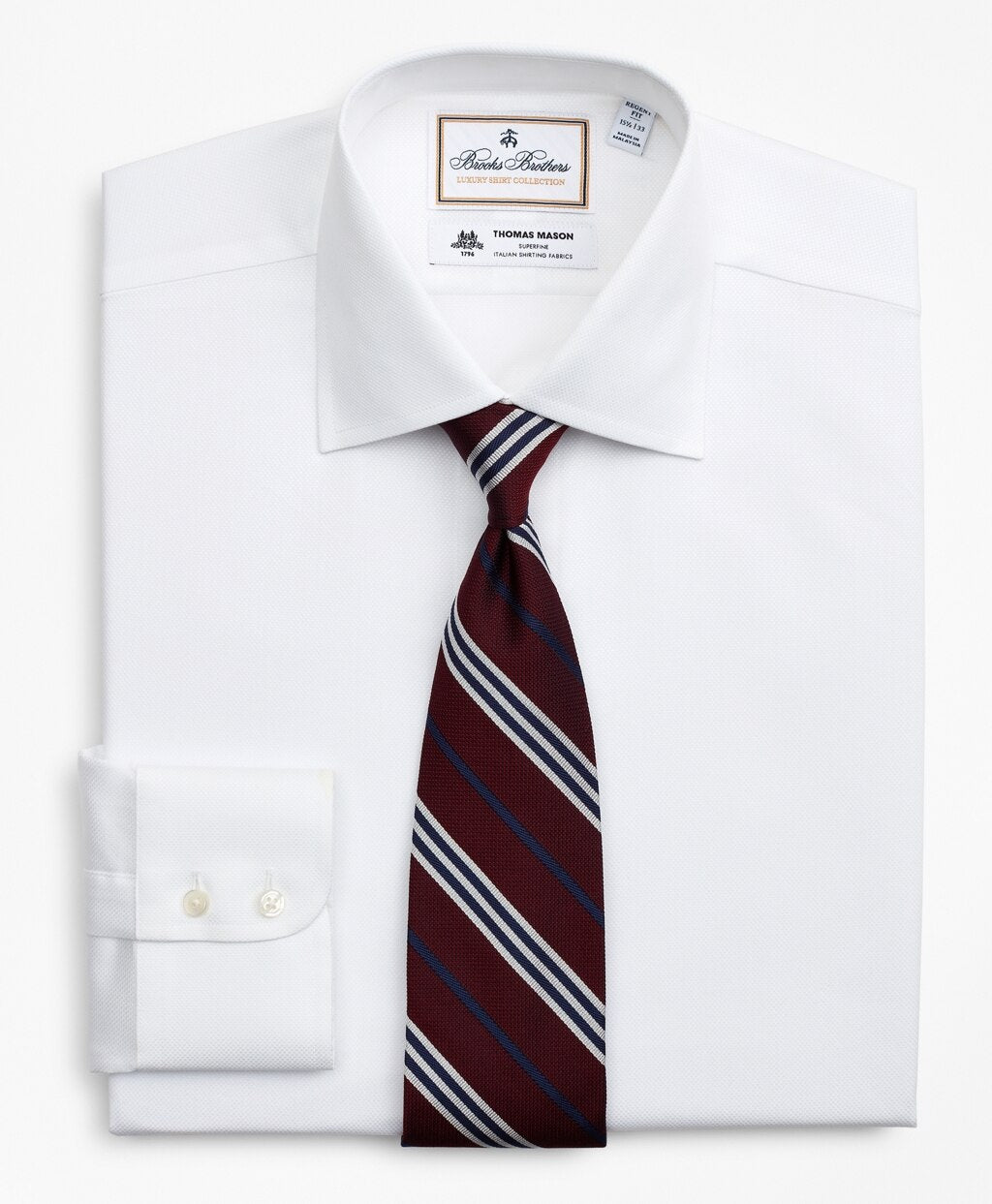 Brooks Brothers Men Luxury Collection Regent Fitted Dress Shirt, Franklin Spread Collar Pique