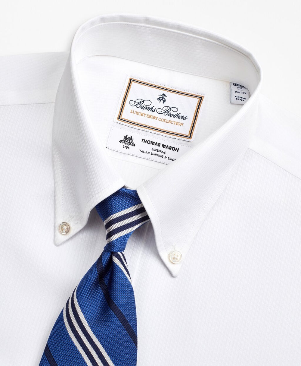 Brooks Brothers Men Luxury Collection Regent Fitted Dress Shirt, Button-Down Collar Self-Stripe