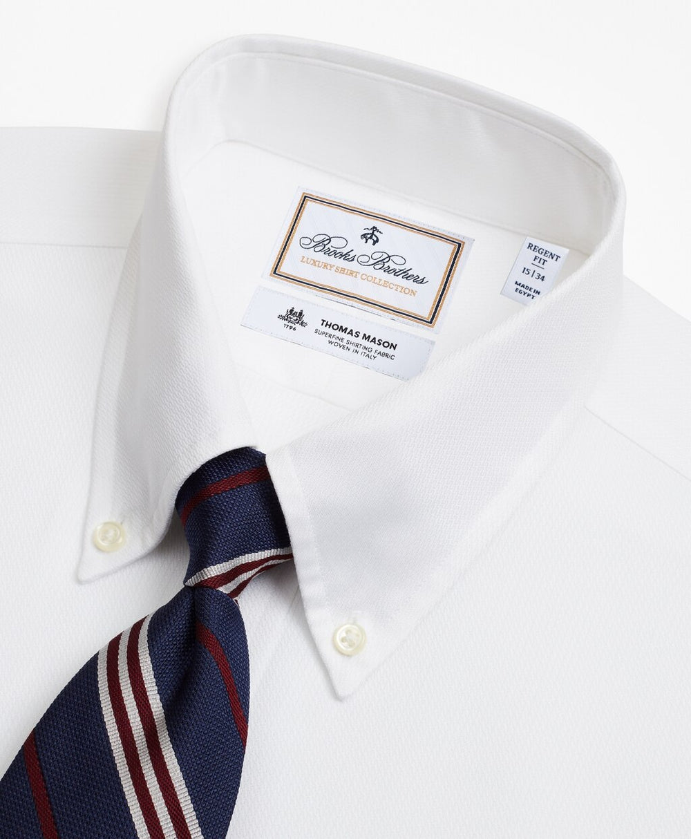 Brooks Brothers Men Luxury Collection Regent Fitted Dress Shirt, Button-Down Collar Textured