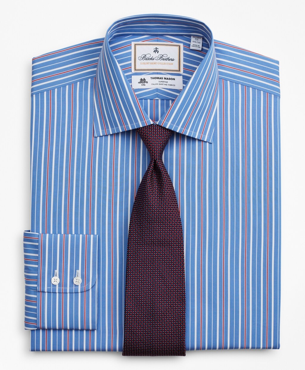 Brooks Brothers Men Luxury Collection Regent Fitted Dress Shirt, Franklin Spread Collar Multi-Stripe