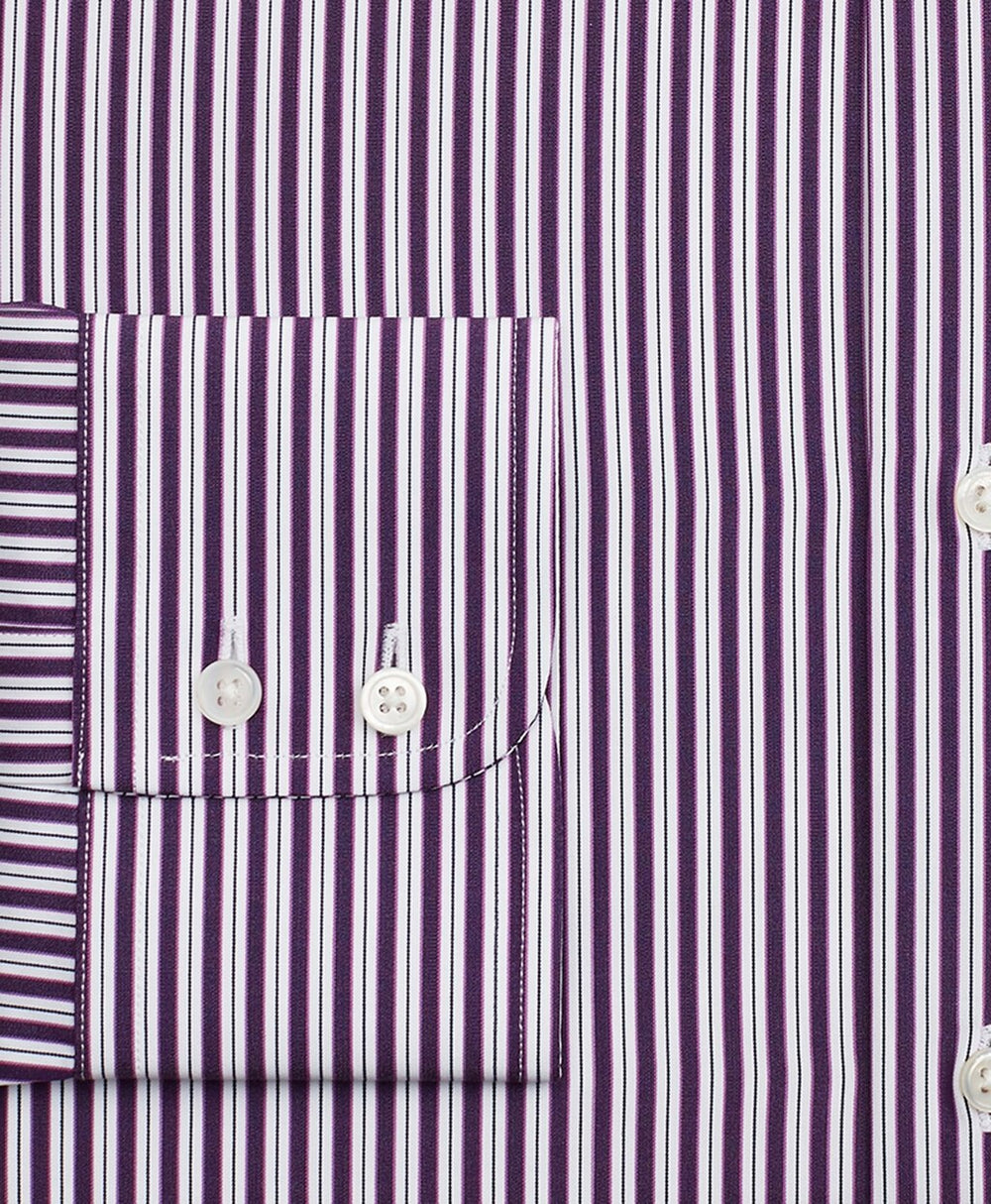 Brooks Brothers Men Luxury Collection Regent Fitted Dress Shirt, Franklin Spread Collar Double-Stripe