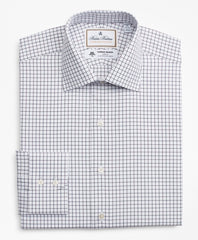 Brooks Brothers Men Luxury Collection Regent Fitted Dress Shirt, Franklin Spread Collar Fine Windowpane