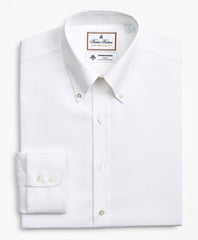 Brooks Brothers Men Luxury Collection Milano Slim-Fit Dress Shirt, Button-Down Collar Self-Stripe