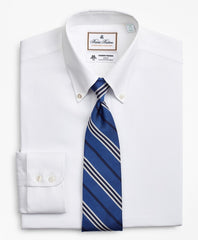 Brooks Brothers Men Luxury Collection Milano Slim-Fit Dress Shirt, Button-Down Collar Self-Stripe