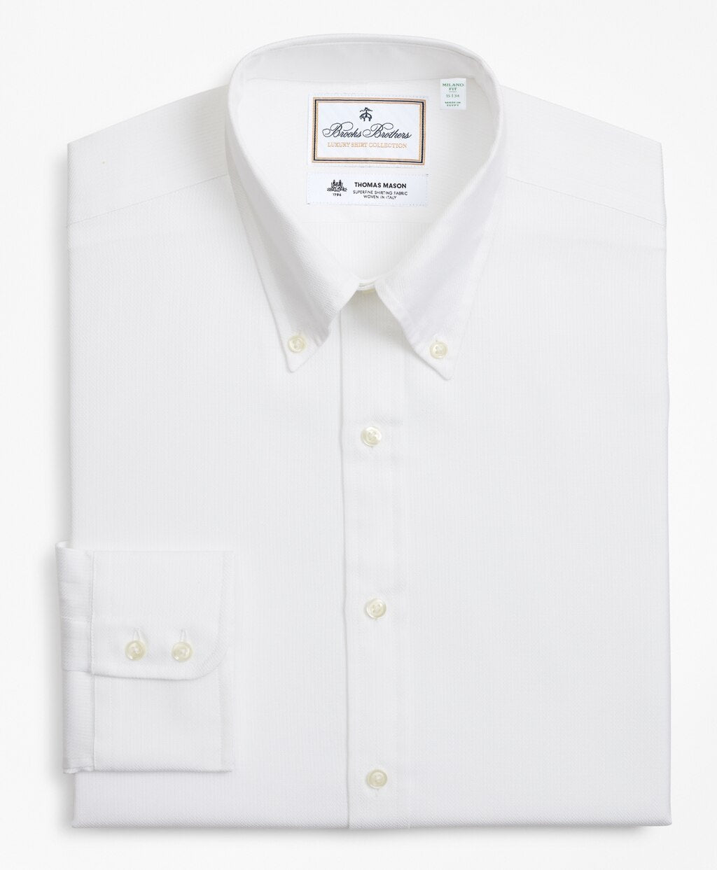 Brooks Brothers Men Luxury Collection Milano Slim-Fit Dress Shirt, Button-Down Collar Textured