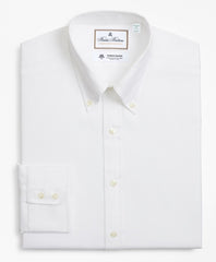 Brooks Brothers Men Luxury Collection Milano Slim-Fit Dress Shirt, Button-Down Collar Textured