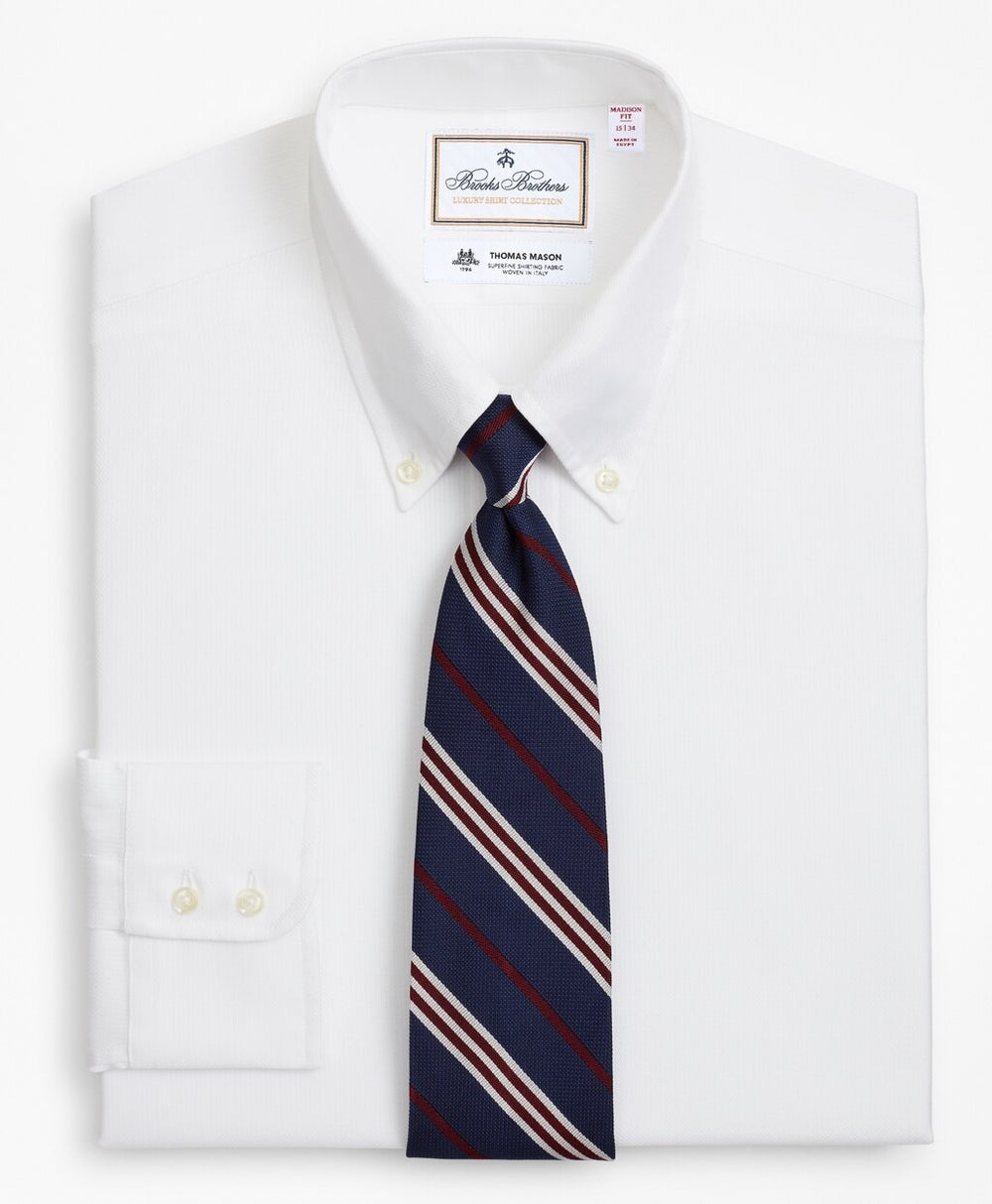Brooks Brothers Men Luxury Collection Madison Classic-Fit Dress Shirt, Button-Down Collar Textured