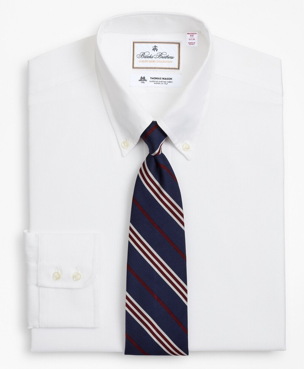 Brooks Brothers Men Luxury Collection Madison Classic-Fit Dress Shirt, Button-Down Collar Textured