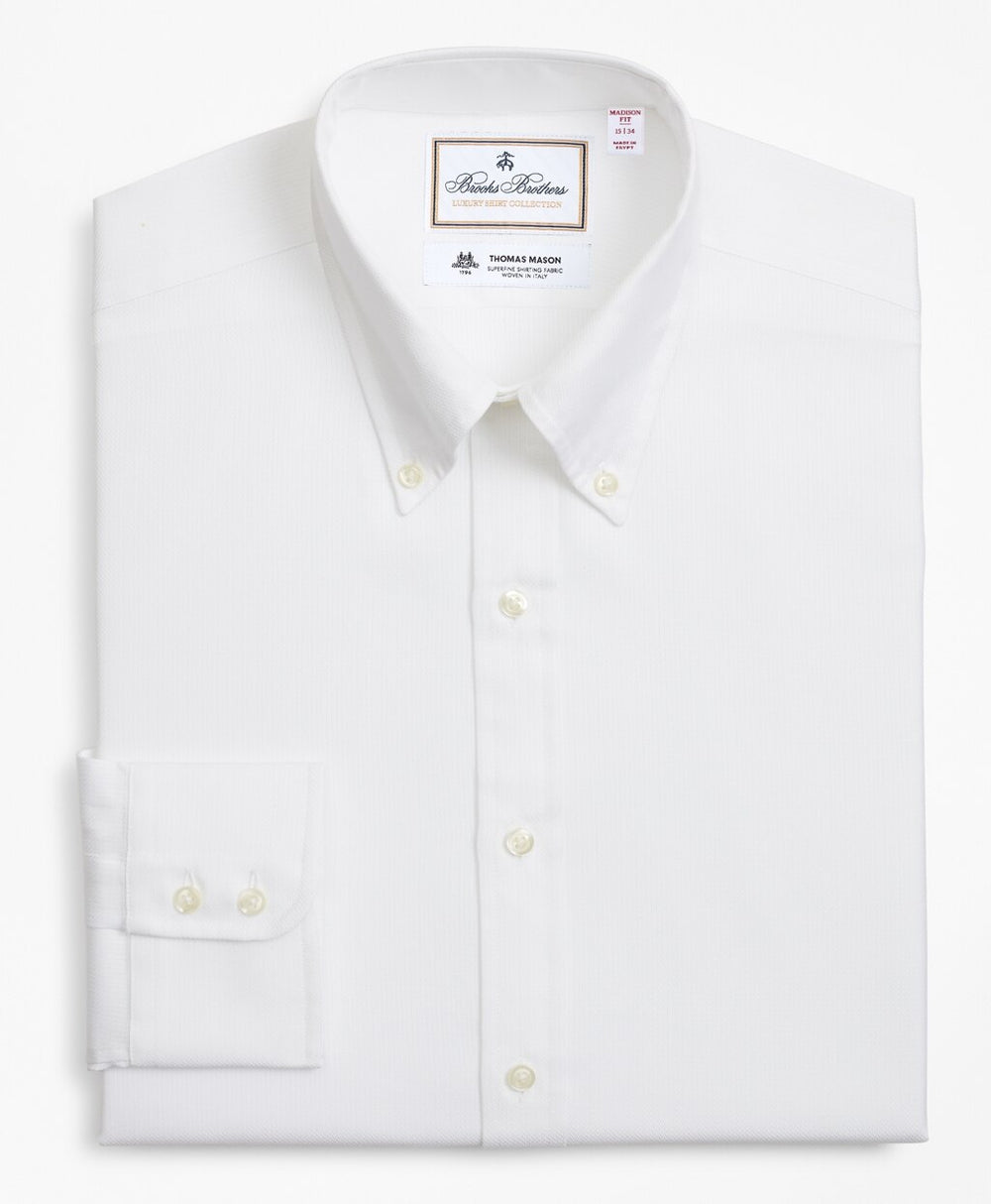Brooks Brothers Men Luxury Collection Madison Classic-Fit Dress Shirt, Button-Down Collar Textured
