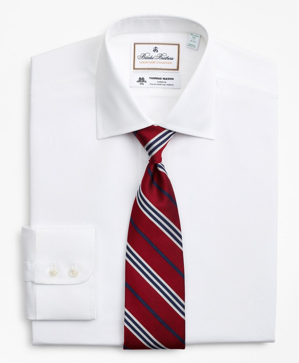 Brooks Brothers Men Luxury Collection Milano Slim-Fit Dress Shirt, Franklin Spread Collar Fine Stripe