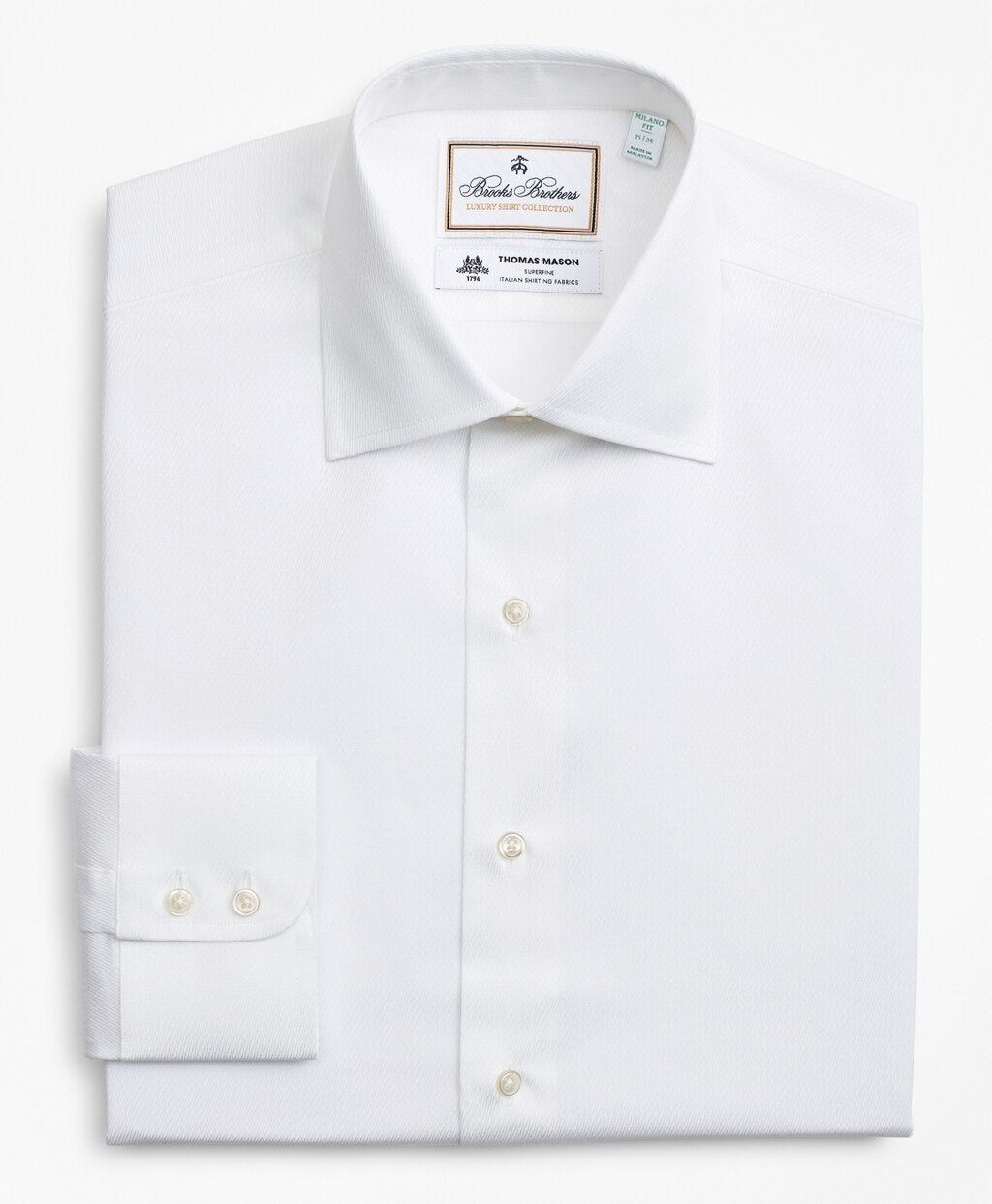 Brooks Brothers Men Luxury Collection Milano Slim-Fit Dress Shirt, Franklin Spread Collar Fine Stripe