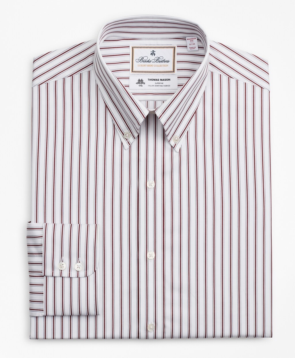 Brooks Brothers Men Luxury Collection Milano Slim-Fit Dress Shirt, Button-Down Collar Stripe