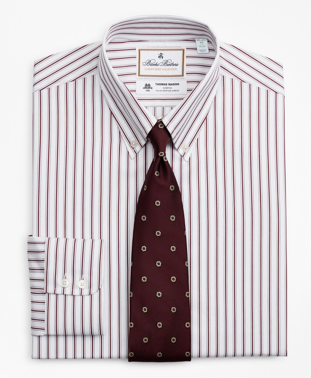 Brooks Brothers Men Luxury Collection Madison Classic-Fit Dress Shirt, Button-Down Collar Stripe