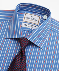Brooks Brothers Men Luxury Collection Milano Slim-Fit Dress Shirt, Franklin Spread Collar Multi-Stripe