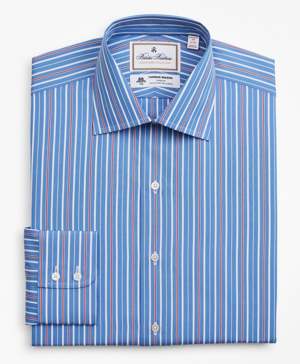 Brooks Brothers Men Luxury Collection Madison Classic-Fit Dress Shirt, Franklin Spread Collar Multi-Stripe