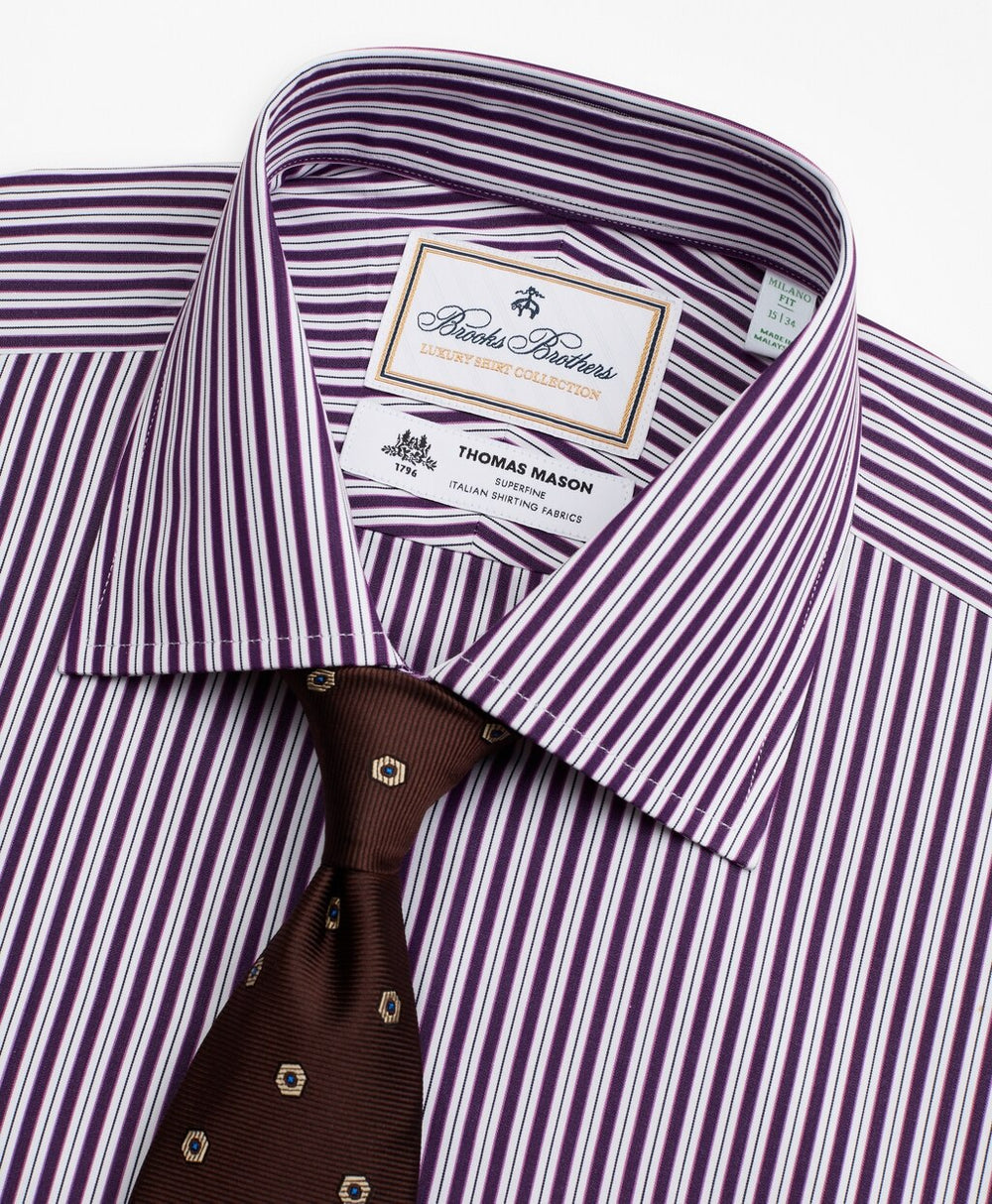 Brooks Brothers Men Luxury Collection Madison Classic-Fit Dress Shirt, Franklin Spread Collar Double-Stripe