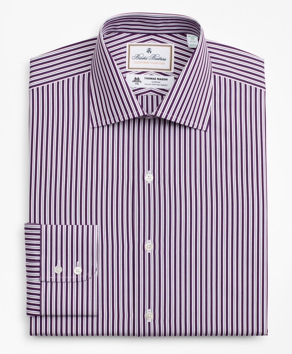 Brooks Brothers Men Luxury Collection Madison Classic-Fit Dress Shirt, Franklin Spread Collar Double-Stripe