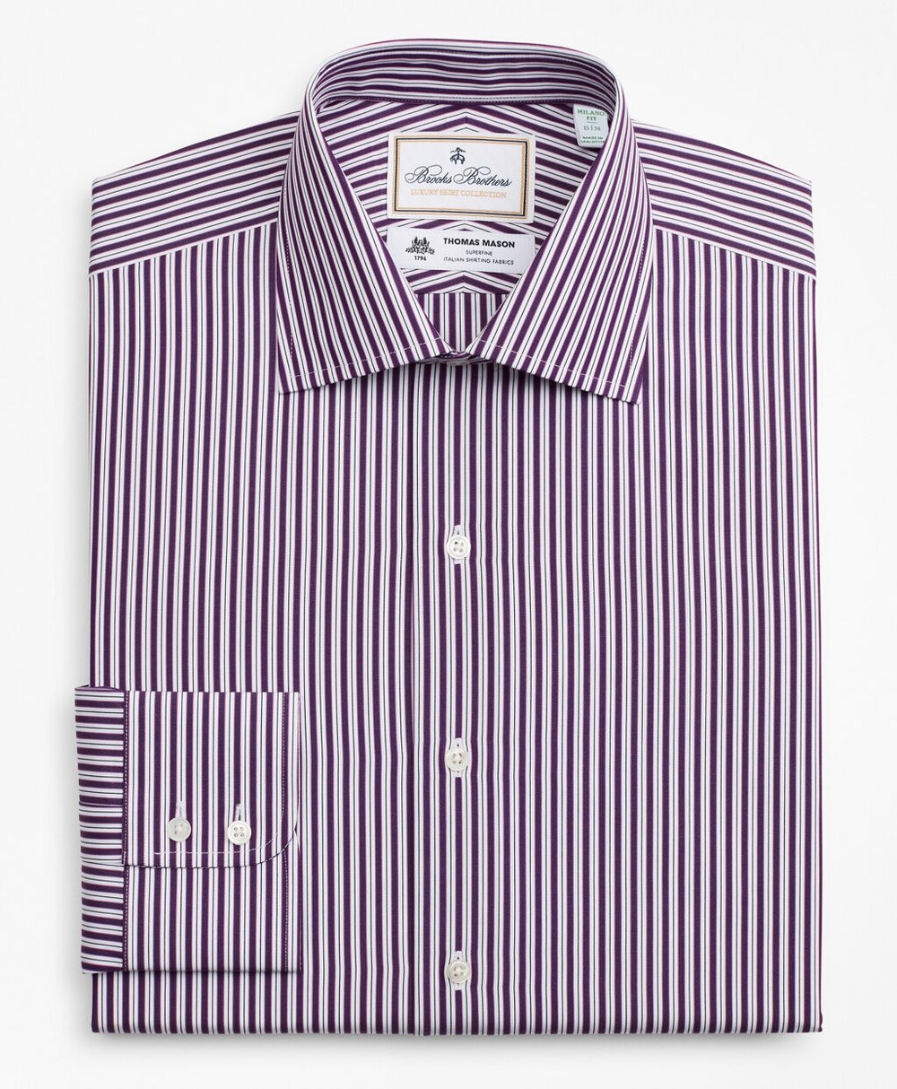 Brooks Brothers Men Luxury Collection Madison Classic-Fit Dress Shirt, Franklin Spread Collar Double-Stripe
