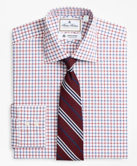 Brooks Brothers Men Luxury Collection Milano Slim-Fit Dress Shirt, Franklin Spread Collar Bold Windowpane