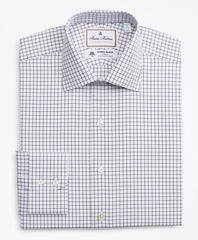 Brooks Brothers Men Luxury Collection Milano Slim-Fit Dress Shirt, Franklin Spread Collar Fine Windowpane