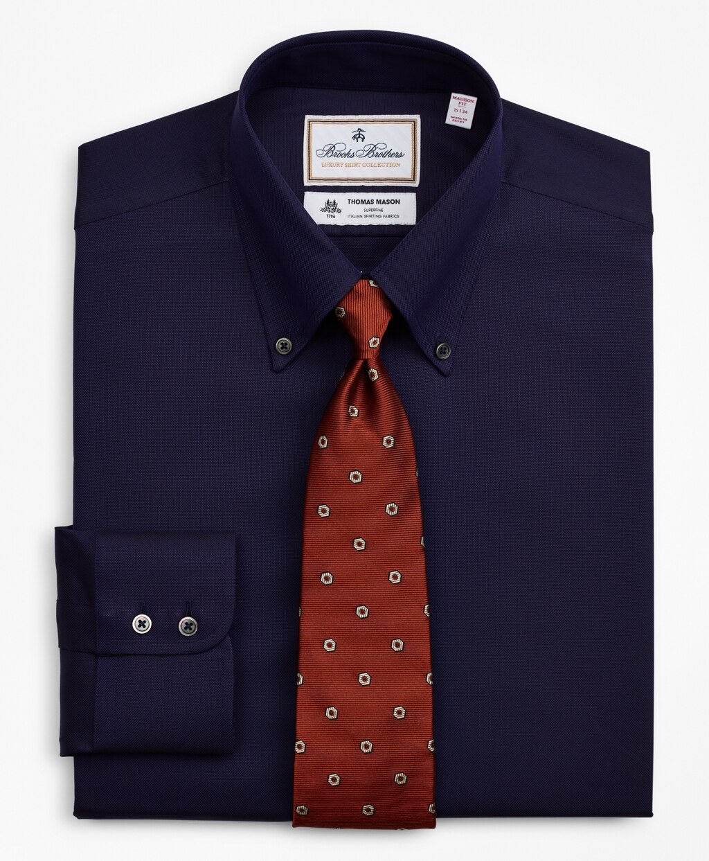 Brooks Brothers Men Luxury Collection Madison Classic-Fit Dress Shirt, Button-Down Collar Stripe