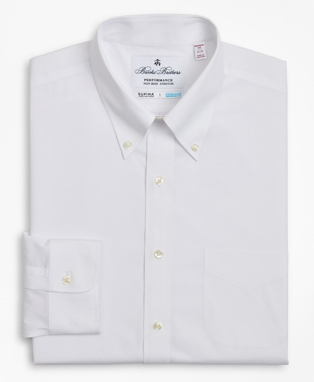 Brooks Brothers Men Madison Classic-Fit Dress Shirt, Performance Non-Iron with COOLMAX®, Button-Down Collar Broadcloth