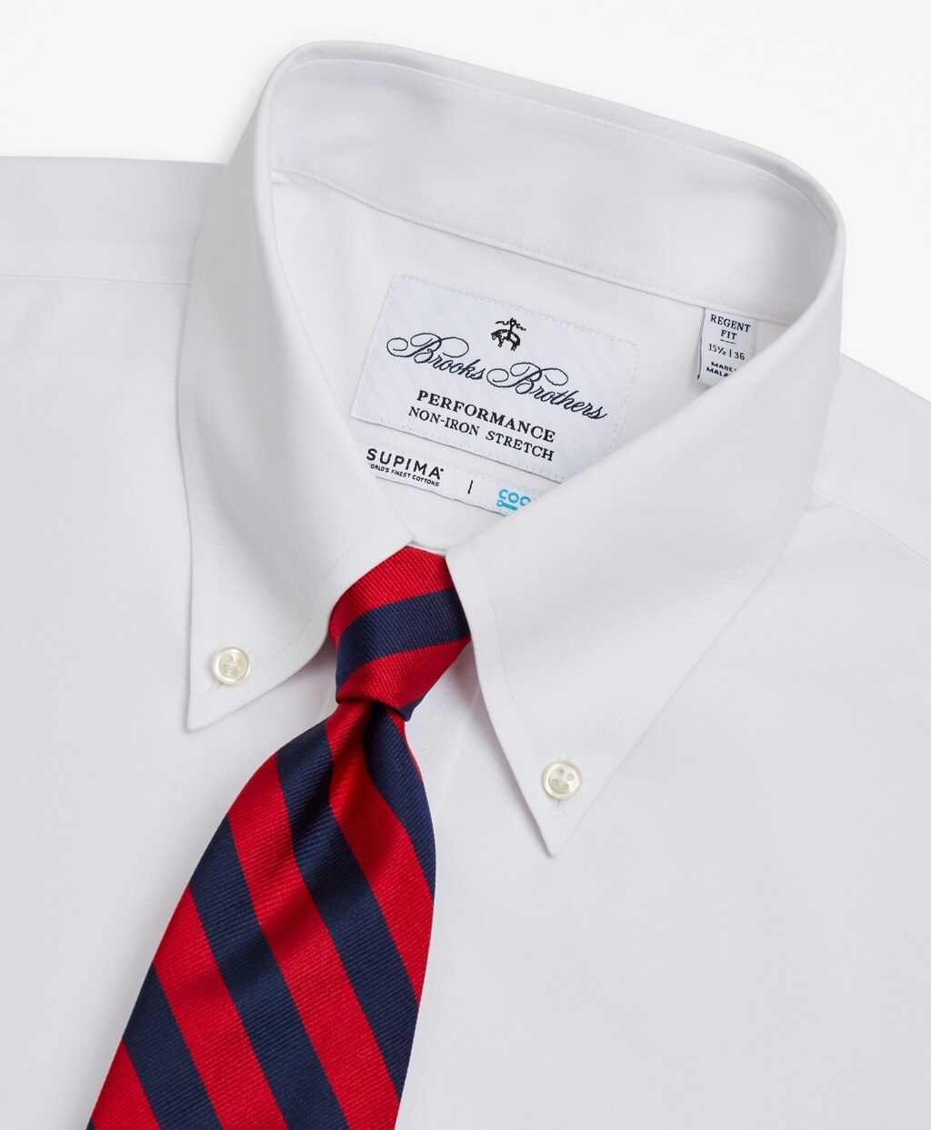 Brooks Brothers Men Regent Fitted Dress Shirt, Performance Non-Iron with COOLMAX®, Button-Down Collar Broadcloth