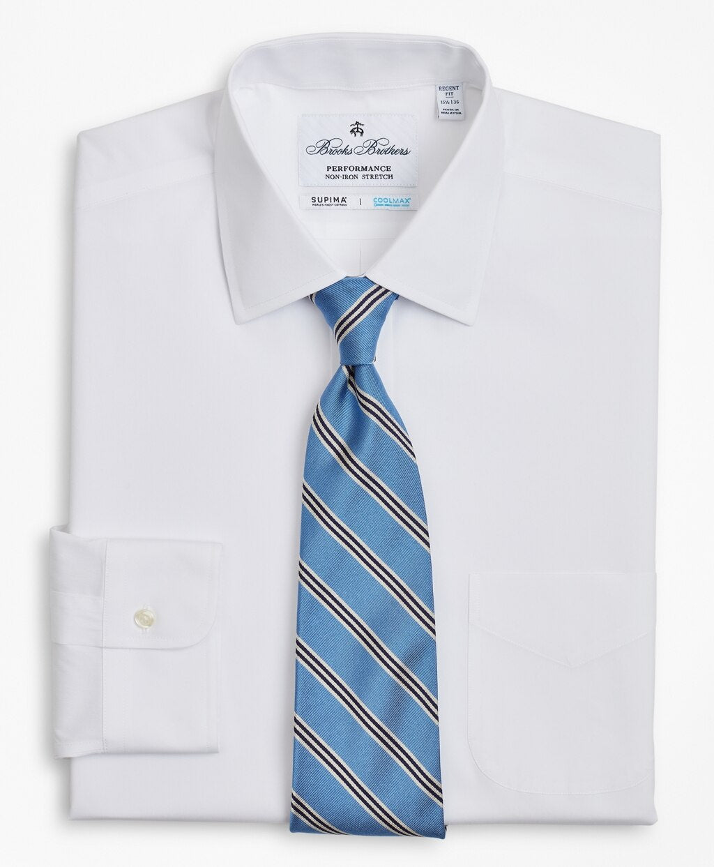Brooks Brothers Men Regent Fitted Dress Shirt, Performance Non-Iron with COOLMAX®, Ainsley Collar Broadcloth