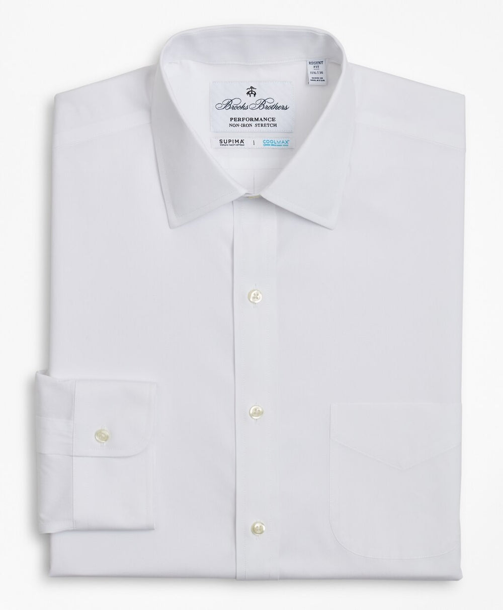 Brooks Brothers Men Regent Fitted Dress Shirt, Performance Non-Iron with COOLMAX®, Ainsley Collar Broadcloth